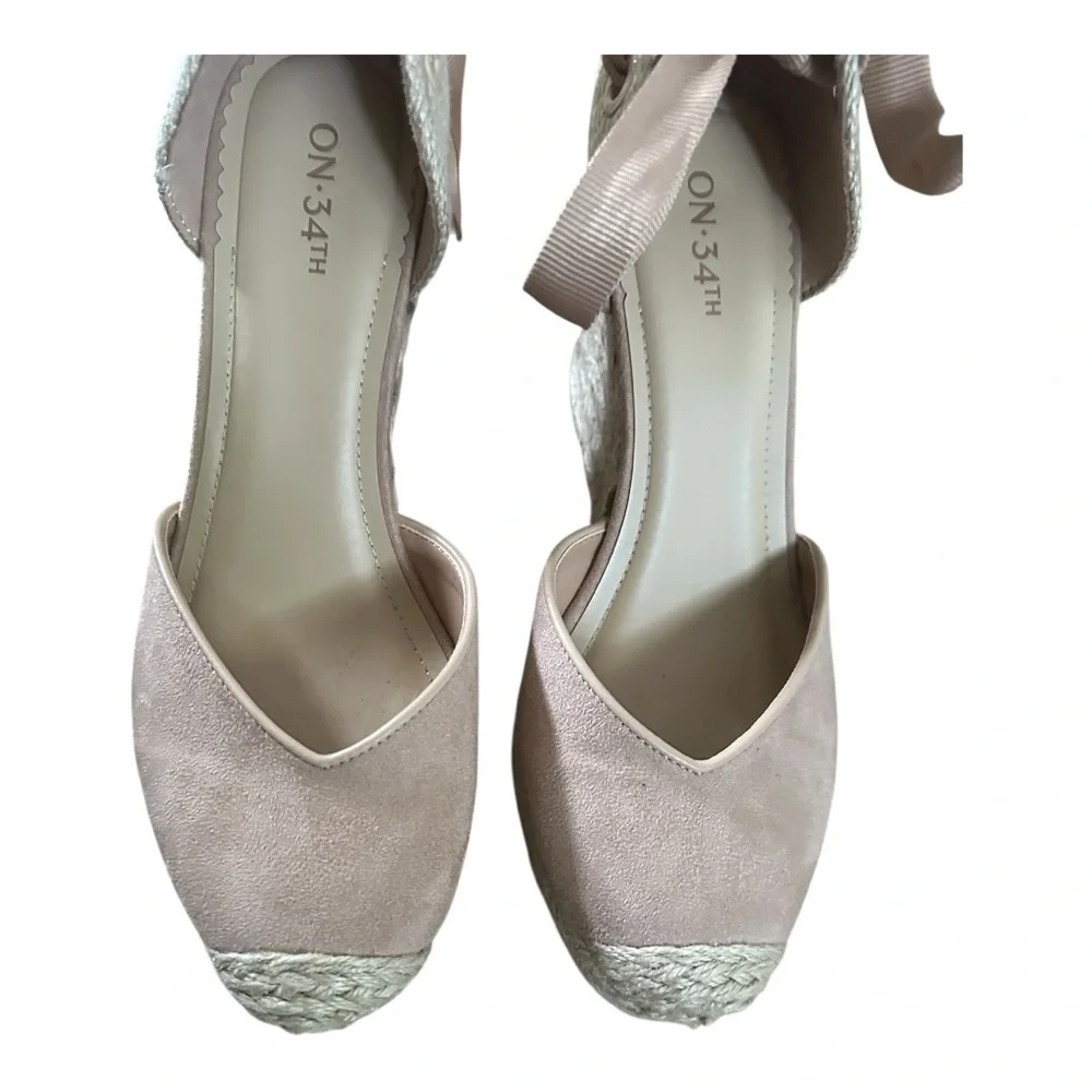 On 34th Melindaa Espadrille Wedge High Heel Sandals, Elegant Tan  Size 9